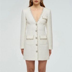 Self-Portrait Cream Bouclé Mini Dress- Size 4